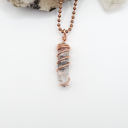 Tibetan Quartz Necklace in Copper - Crystal for Spiritual Clarity