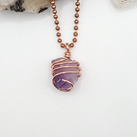 Raw Amethyst Necklace in Copper - Crystal for Calm, Clarity, & Balance