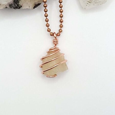 Raw Libyan Desert Glass Necklace in Copper - Crystal for Star Power