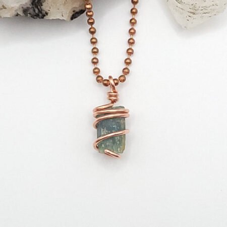Raw Aquamarine Necklace in Copper - Crystal for Calm & Truth
