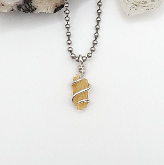 Yellow Kyanite Necklace in Silver - Crystal for Clarity & Confidence
