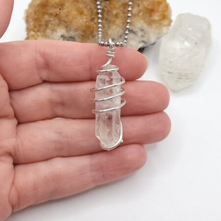 Clear Quartz Necklace in Silver - Crystal for Clarity & Energy