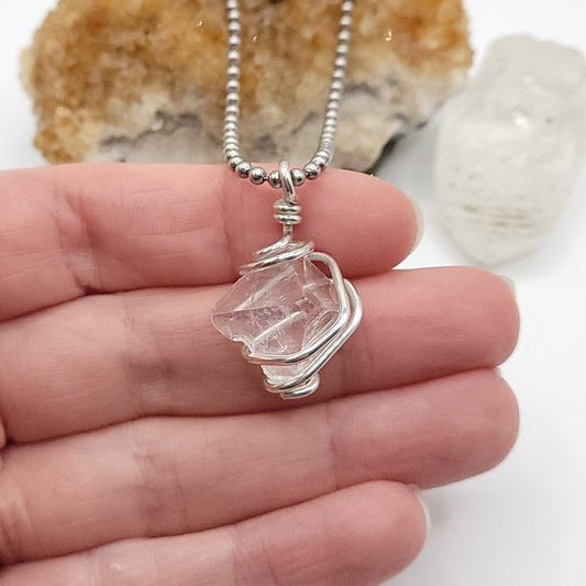 Apophyllite Necklace in Silver - Crystal for Light & Clarity