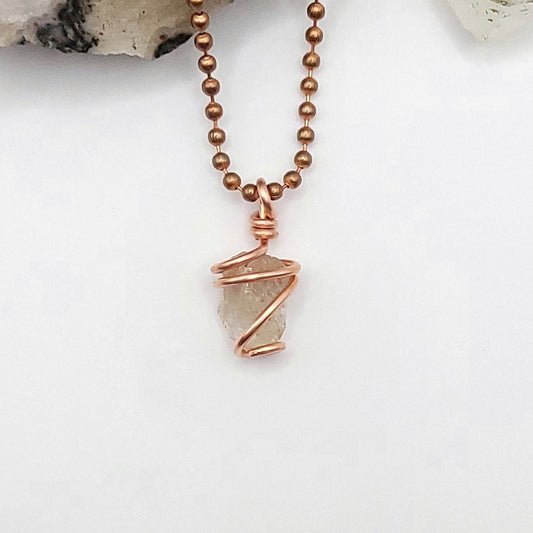 Raw Citrine Necklace in Copper - Crystal for Energy & Abundance