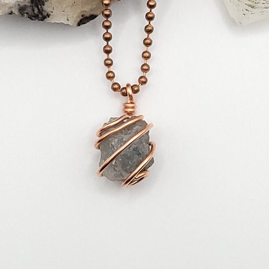 Raw Lazulite Necklace in Copper - Crystal for Higher Awareness