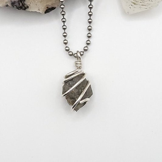 Raw Lazulite Necklace in Silver - Crystal for Higher Awareness