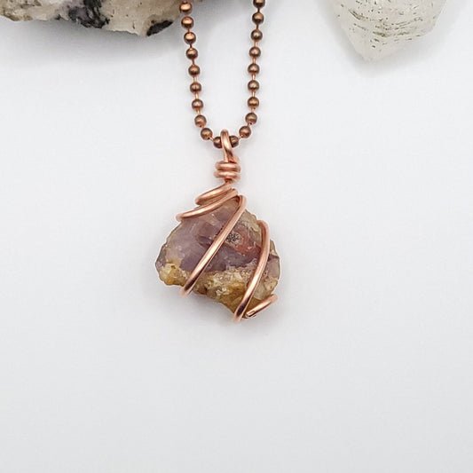 Raw Auralite 23 Necklace in Copper - Crystal for Spiritual Growth