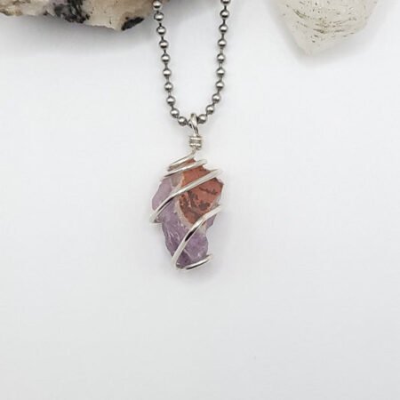Raw Auralite 23 Necklace in Silver - Crystal for Spiritual Growth
