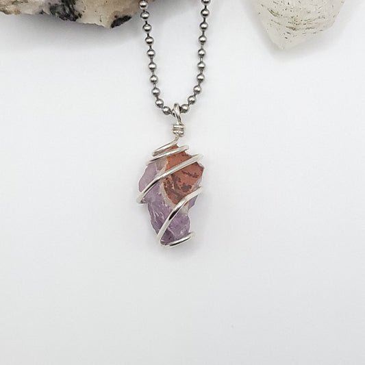 Raw Auralite 23 Necklace in Silver - Crystal for Spiritual Growth