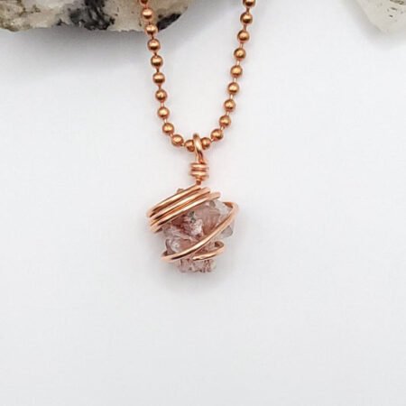 Red Apophyllite Necklace in Copper - Crystal for Grounded Light