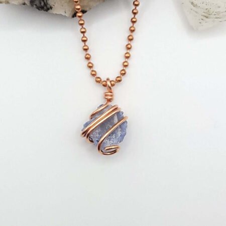 Raw Dumortierite Necklace in Copper - Crystal for Calm & Clarity