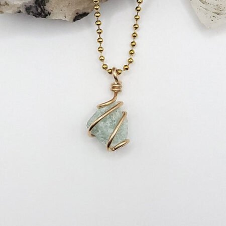 Raw Green Aventurine Necklace in Gold - Crystal for Luck & Abundance