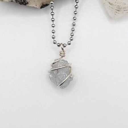 Raw Celestite Necklace in Silver – Crystal for Calm & Clarity