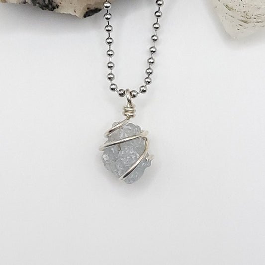 Raw Celestite Necklace in Silver – Crystal for Calm & Clarity