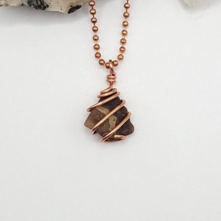 Chocolate Calcite Necklace in Copper - Crystal for Grounding
