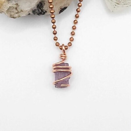 Raw Purple Scapolite Necklace in Copper - Crystal for Clarity