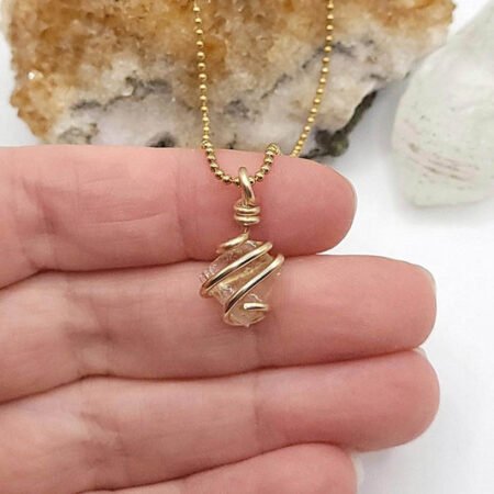 Raw Libyan Desert Glass Necklace in Gold - Crystal for Star Power